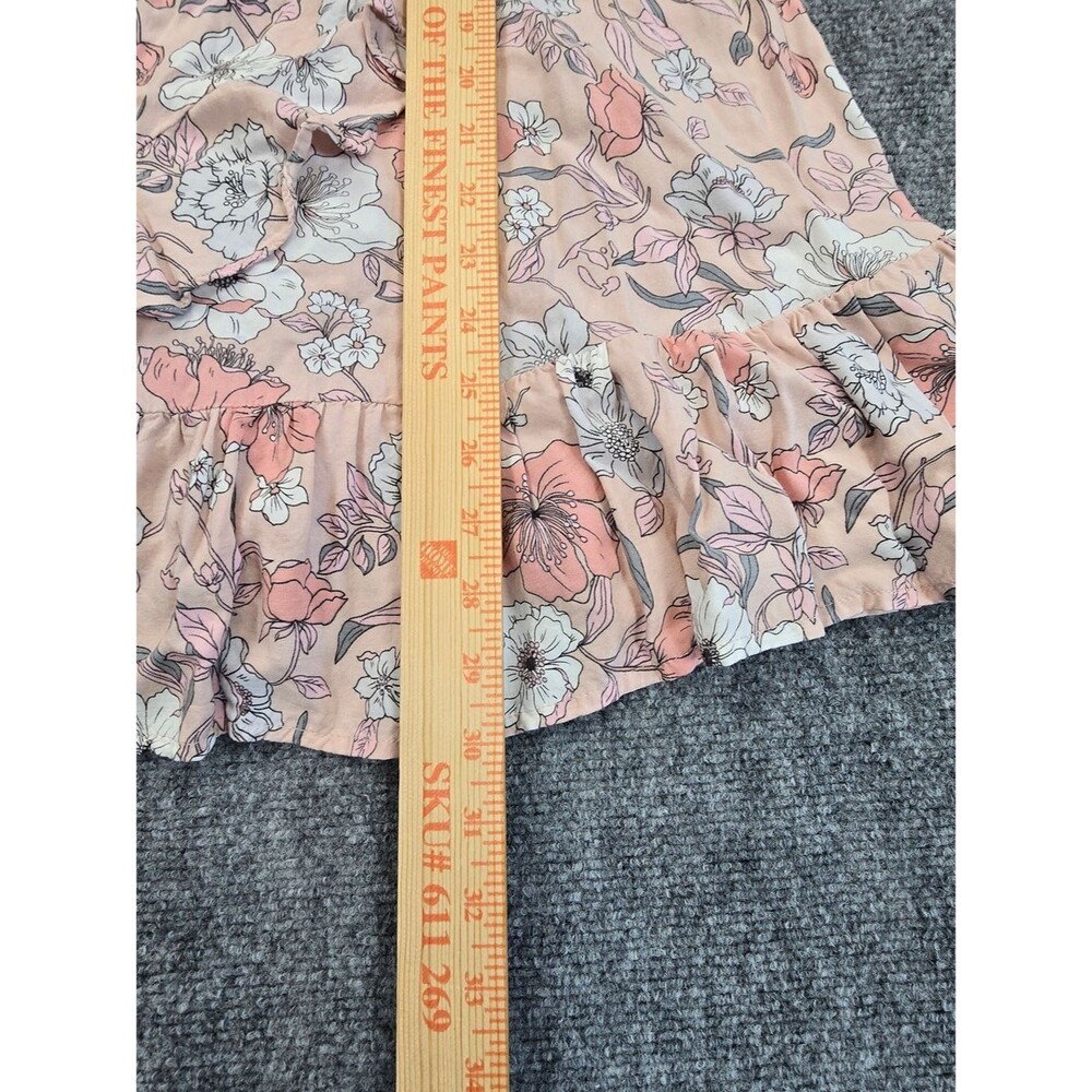 Aeropostale Womens L Pink Floral Mini Dress Ruffle Hem Cottagecore Summer - Picture 5 of 7